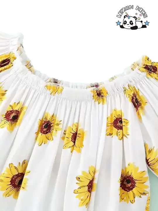 LEZONKIDS - Atacado de Novos Produtos conjuntos de roupas de meninas com estampa de margarida de manga longa conjunto de roupas de menina de 2 peças